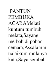 Check spelling or type a new query. Pantun Pembuka Pidato Kata Kata Cinta