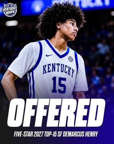 Mark Pope and Kentucky have offered 2027 five-star DeMarcus Henry! 🙌😼 #BBN Henry is a 6'7” SF and attends Compass Prep in Chandler, Arizona and is a top-15 player in the class!