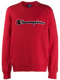 Champion Stitched Logo Sweatshirt In Red Modesens Sweatshirts Champion Clothing Red Champion Sweatshirt