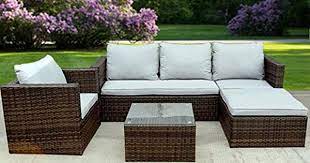 Bigzzia Rattan Effect 5 Seater Garden Corner Sofa With Cushions Corner Sofa With Cushions Rattan Furniture Set Corner Sofa