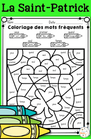 La Saint Patrick French St Patrick S Day Color By Code In 2020 St Patrick Fun French St Patrick S Day