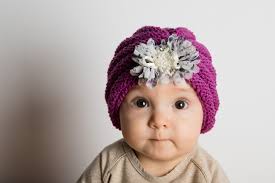 Puple Baby Turban With Bow, Hat, Knit Kids Hat, Winter Turban Hat, Orchid  Girls, Children Baby Hat, Magenta Violet Girls Turban