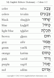 English To Hebrew Colors Vocabulary Color Black Blue