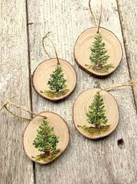 Hand Painted Ornament Rustic Ornament Tree Wood Slice Etsy Wood Christmas Ornaments Christmas Wood Painted Ornaments