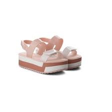 Zaxy Slash Plat White And Nude Flat Sandals For Woman