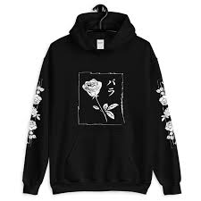 Black White Rose Oversized Aesthetic Hoodie Japanese Hoodie Etsy In 2020 Aesthetic Hoodie Trendy Hoodies Japanese Hoodie
