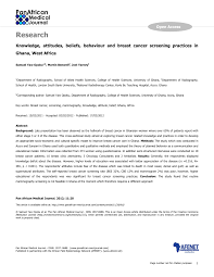 Pdf Knowledge Attitudes Beliefs Behavior And Breast Cancer Screening Practices In Ghana West Africa