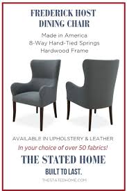 A Modern Take On A Traditional Wingback Style This Dining Chair Can Keep A Traditional Look Or Be A Great Contrast To A M Host Dining Chairs Chair Host Chairs