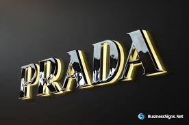 3d Led Backlit Signs With Mirror Polished Stainless Steel Letter Shell 20mm Thickness Acrylic Back Panel For Prada Backlit Signs Shop Signage Acrylic Signage