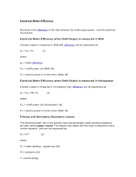 Electrical Motor Efficiency