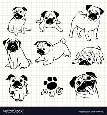 Line Drawing Of Pug Dog Set On Grid Paper Use For Elements Design Download A Free Preview Or High Quality Adobe Illustrator Ai Eps P Pug Tattoo Pug Art Pugs
