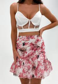 Pdf pattern,modern floral cross stitch pattern pdf cool counted cross stitch poppies set 3in1 modern embroidery wedding cross stitch floral natural art watercolor no214 this is a digital item. Pink Floral Print Frill Hem Mini Skirt Missguided