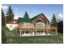 This lakeside log cabin with a walkout basement is a charming log home of 930 square feet, plus a nice loft. Plan 012h 0005 The House Plan Shop