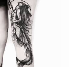 Black And White Mermaid Sleeve Tattoo Pinterest Linell Mermaid Tattoos Sketch Style Tattoos Mermaid Sleeve Tattoos