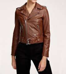 Authentic Custom Branded Brown Leather Biker Jacket For Women Leather Jacket Jackets For Women Leather Motorcycle Jacket Women