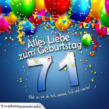 Geburtstagskarte Mit Bunten Ballons Konfetti Und Luftschlangen Zum 71 Geburtstag Geburtstagsspruche Welt