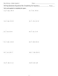 Solving general quadratic equations by completing the square. Solving Quadratic Equation By Completing The Square Worksheet Answers Tessshebaylo
