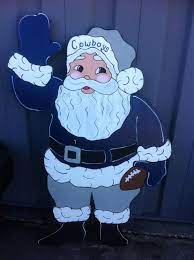 Christmas Cowboy Football Santa Holiday By Fabsspiritcentral Dallas Cowboys Christmas Christmas Yard Art Christmas Yard Decorations