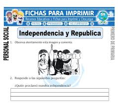 Ficha didáctica para imprimir para hacer caligrafía. Independencia Y Republica Primero De Primaria Fichas Para Imprimir