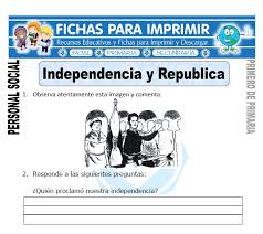 Potencia de números naturales curso/nivel: Independencia Y Republica Primero De Primaria Fichas Para Imprimir