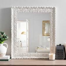 Bevelled elegant hand made large white ornate mirror 5ft10x2ft10 177cmx86cm. White Distressed Ornate Framed Mirror Kirklands