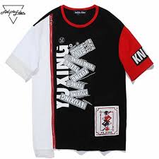 Summer Short Sleeve Hip Hop T Shirts Letter Print Men Patchwork Color Block Skateboard T Shirts Tisort Erkek Tisort Tisort Modelleri