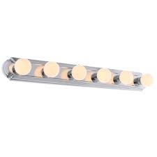 The brushed nickel finish makes it easy to coordinate with modern plumbing fixtures. 8 Bulb Bathroom Light Fixture Online
