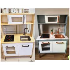 Ikea Duktig Kitchen Hack Before And After Grey Spray Marble Effect Copper Spray Play Kitchen Kitchen Sets For Kids Ikea Kitchen