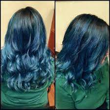 Aveda Blue Hair With A Black Shadow Root Done By Rachelle At Aura Salon Reno Nv Hair Beauty Hair Blue Hair