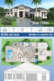 Mediterranean Style House Plan 72806 With 3 Bed 5 Bath 3 Car Garage Mediterranean Style House Plans Modern House Plans House Plans
