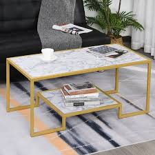 Matching tv console and end table are sold separately. Homcom Minimalist Art Deco Coffee Table With A Modern Marble Texture Tabletop Storage With Underneath