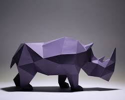 Rhino Model Rhino Sculpture Animal Paper Rhinoceros Digital Template Rhino Lowpoly Papercraft Paper Model Paper Sculpture Paper Crafts Crafts
