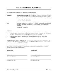 Transfer of shares form form no: Shares Transfer Agreement Short Template By Business In A Box