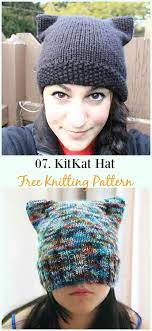 Kitkat Hat Knitting Free Pattern Fun Kitty Cat Hat Free Knitting Patterns Knittingpatterns Cat Hats Knitted Crochet Hat Pattern Hat Knitting Patterns
