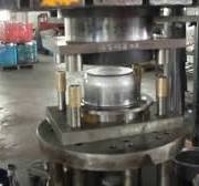 Hydraulic press doing fabrication for Stainless steel pot, sink forming  process