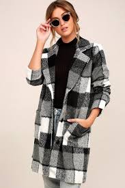 Black And White Checkered Jacket Womens St Cloud Black And White Plaid Coat Mod And Retro Clothing Plaid Coat Plaid Jacket Plaid Coat Outfit