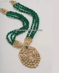 Emerald Beads Long Set By Tibarumal Jewels Beaded Necklace Designs Black Beaded Jewelry Beaded Jewelry Designs
