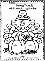 Turkey Trouble Addition Color By Number Common Core Activities Turkey Trouble Activities Thanksgiving Math