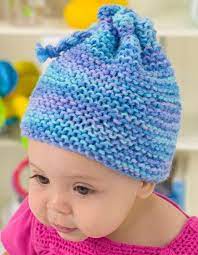 Knit Garter Stitch Baby Hat In Red Heart Super Saver Economy Prints Wr2088 Knitting Patterns Lovecrafts Knitting Patterns Free Hats Baby Hat Knitting Pattern Knitting