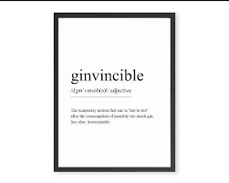 Excited To Share This Item From My Etsy Shop Ginvincible Definition Gin Quote Gift Print Picture Sign Card Gin Quotes Cocktail Quotes Drinking Quotes