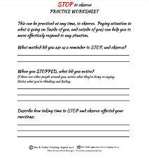 Stop Observe Skills Dbt Worksheet For Https Www Facebook Com Groups Dbtpeershelpingpeers For Lesson Dbt Therapy Worksheets Dbt Therapy Dbt
