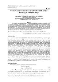 Pdf Performance Comparison Of Ekf Ukf Ckf For The Tracking Of Ballistic Target