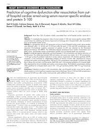 PDF) Prediction of cognitive dysfunction after resuscitation from  out-of-hospital cardiac arrest using serum neuron-specific enolase and  protein S-100