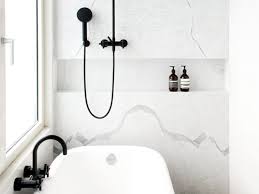 Copper is also a great addition to modern black and white interiors. Look We Love Black Accents In The Bathoom Apartment Therapy