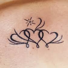 Small Tattoo 3 Hearts For My 3 Kids And A Little Star For My Mother Close To My Heart Tattoos For Daughters Small Wrist Tattoos Family Tattoos