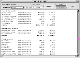 chart of accounts reports