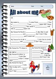 10 high quality all about me clipart free in different resolutions. All About Me Esl Worksheet By Borna