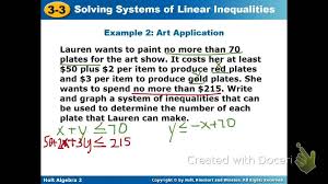 Graphing Inequality Systems Word Problems Youtube