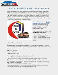 Shop 6b blue water centre, 3 porterfiled rd, bloubergstrand, cape town, 7441 western cape, south africa. Rent To Buy A Car In Cape Town By Steve Cooper Issuu