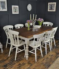 Dine In Style With Our Fabulous 8 Seater Farmhouse Set Painted In Farrow Ball Wimbourne Whi Farmhouse Dining Room Table Dining Room Budget Dining Room Table